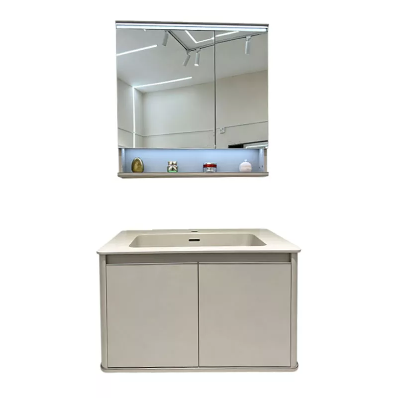 Vanità da bagno minimalista in legno massello multistrato