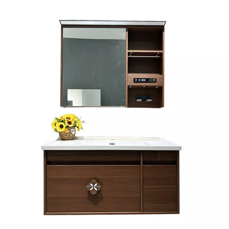 Mobile da bagno in legno massello multistrato con lavabo in ceramica